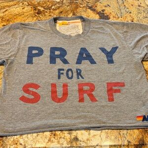 Rare Aviator Nation “pray for surf” womens crop tee